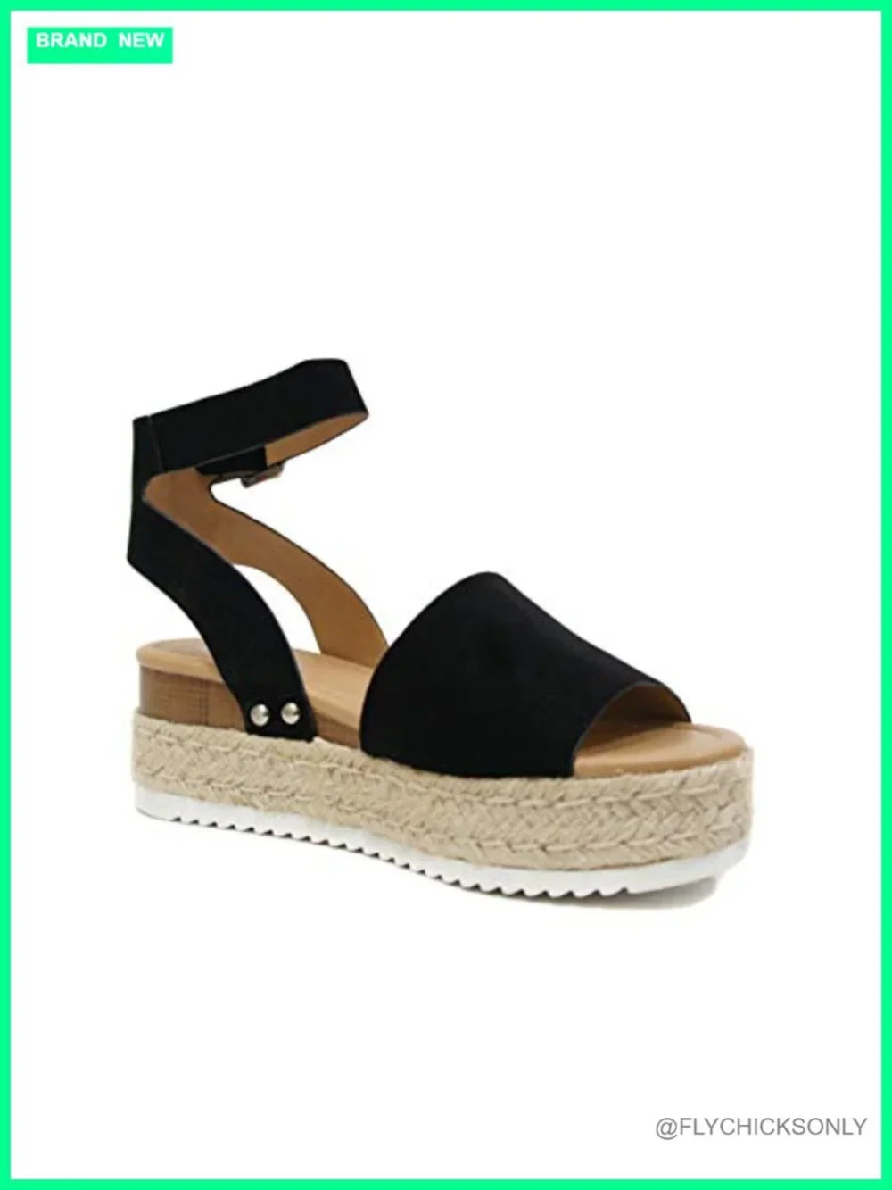 Open Toe Buckle Ankle Strap Espadrilles Flatform Wedge Casual Sandal